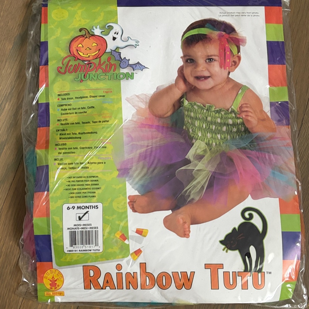 Rubie's Rainbow Tutu Costume - Green, Purple, Pink, Blue, Yellow NWT 6-9 mos.